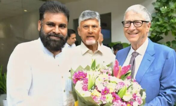 Bill Gates Meets CM Naidu and DCM Pawan for Tech Progress